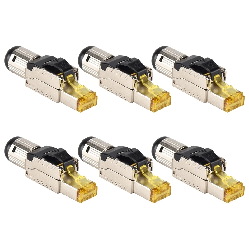 

6-Pack Tool Free Shielded RJ45 Cat 8, Cat8 Field Termination Plug, Cat8 Connector, Cat8 Plug