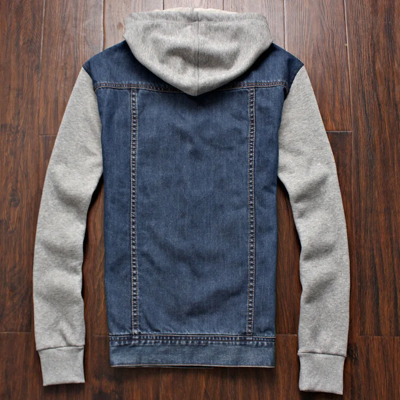 2024-2025 Fashionable Men\'s Korean Denim Slim Fit Top Men\'s Trendy Slim Fit Jacket Men\'s Casual Versatile Hooded Jacket