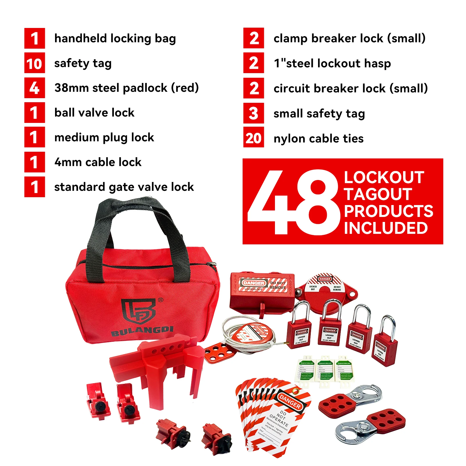 Red handheld lock bag Easy to carry Multi functional locks suitable for various occasions lockout tagout kit LOTO Safety lock