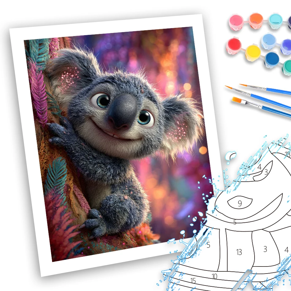 GATYZTORY Oil Painting By Numbers With Frame Coloring For Adults Diy Crafts koala Decoration Home Draw Pictures By Numbers Gift