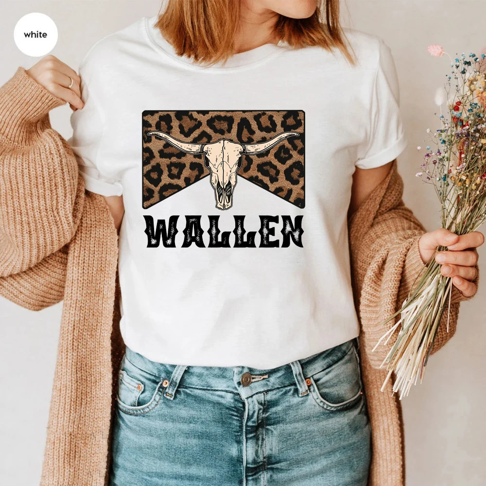 Country Music T-shirt Wallen Bull Head Graphic Tee Vintage Women Cowgirl Shirt Unisex Western Wallen Tees Short Sleeve Tshirt