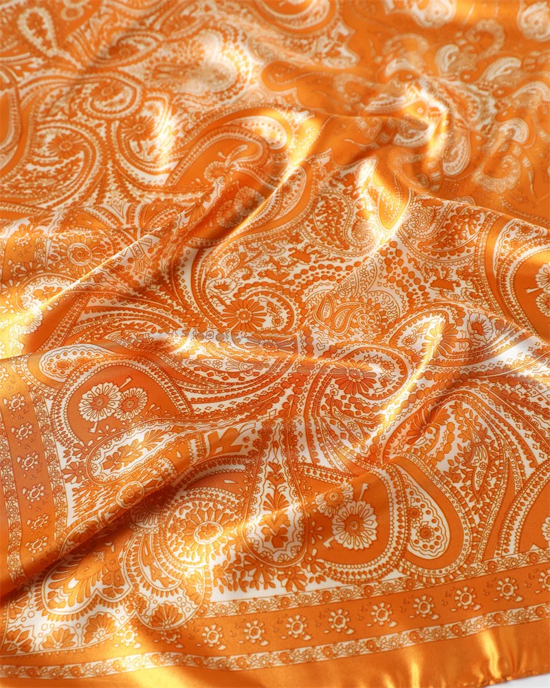 90*90cm Damen Mode Bedruckter Quadratischer Schal Großer Seidenschal Luxuriöses Strandtuch Wickeltuch Damen Hijab Halstuch – Detail 20