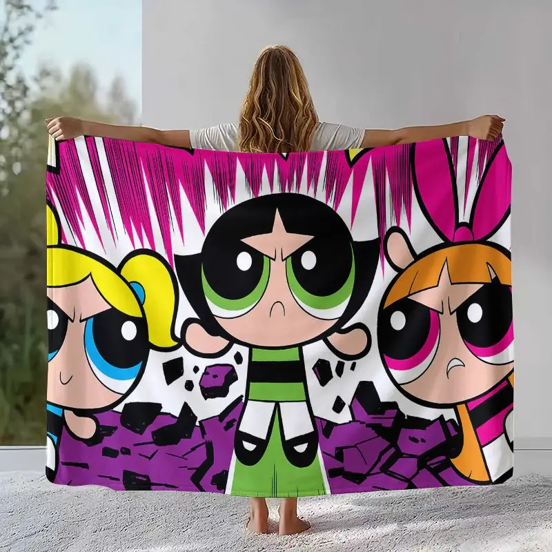 The Powerpuff Girls Blossom Cartoon Flannel Throw Blanket,Cozy Warm Blanket for Bed,Sofa,Living Room,Picnic,Camping,Home Decor
