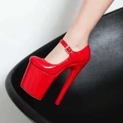 2025 New Nightclub Catwalk Shoes Round Head 20CM Super High Heel Platform Women's Shoes Sexy Shallow Mouth Super High Heel Shoes