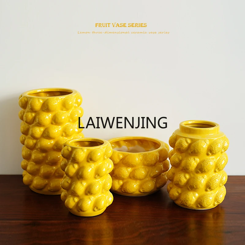 

SGF three-dimensional lemon shape ceramic vase pot flower arrangement