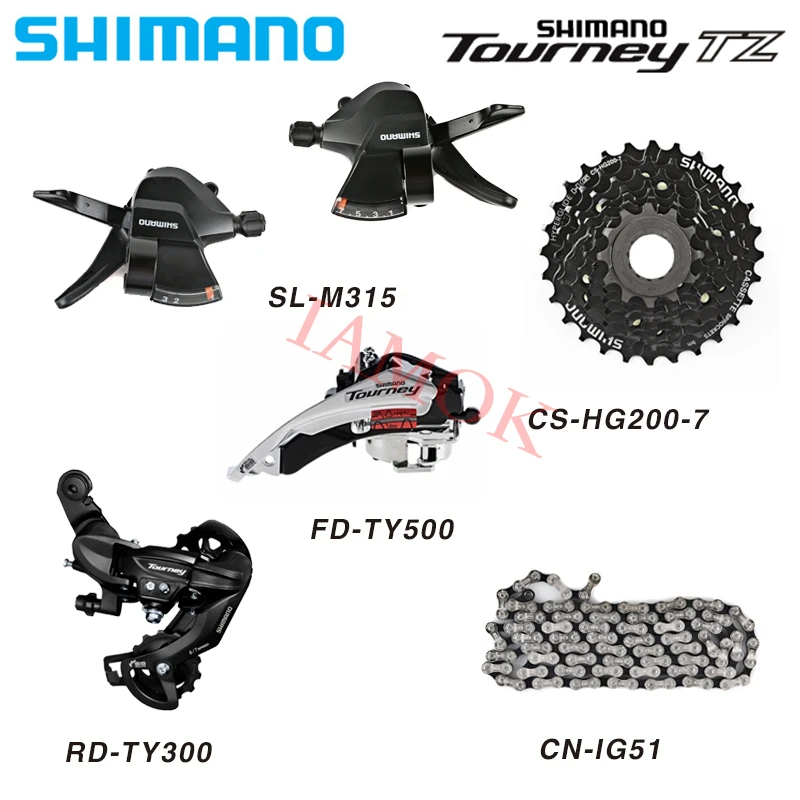 SHIMANO TOURNEY Mountain Bike 7 Speed Derailleur Kit SL-M315 Shifter Iamok FD-TY500 RD-TY300 Derailleurs Bicycle Parts