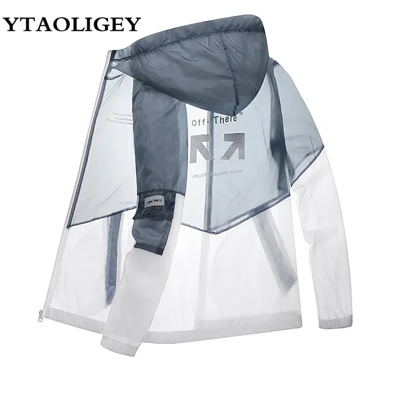 Men\'s Summer UV Protection Jacket Skin Coats Thin Windbreaker Sunscreen 2024 Men Zipper Hooded Breathable Jackets Male Clothes