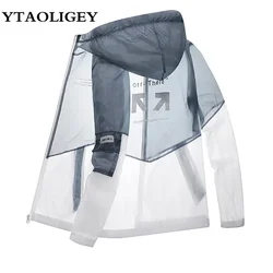 Men's Summer UV Protection Jacket Skin Coats Thin Windbreaker Sunscreen 2024 Men Zipper Hooded Breathable Jackets Male Clothes