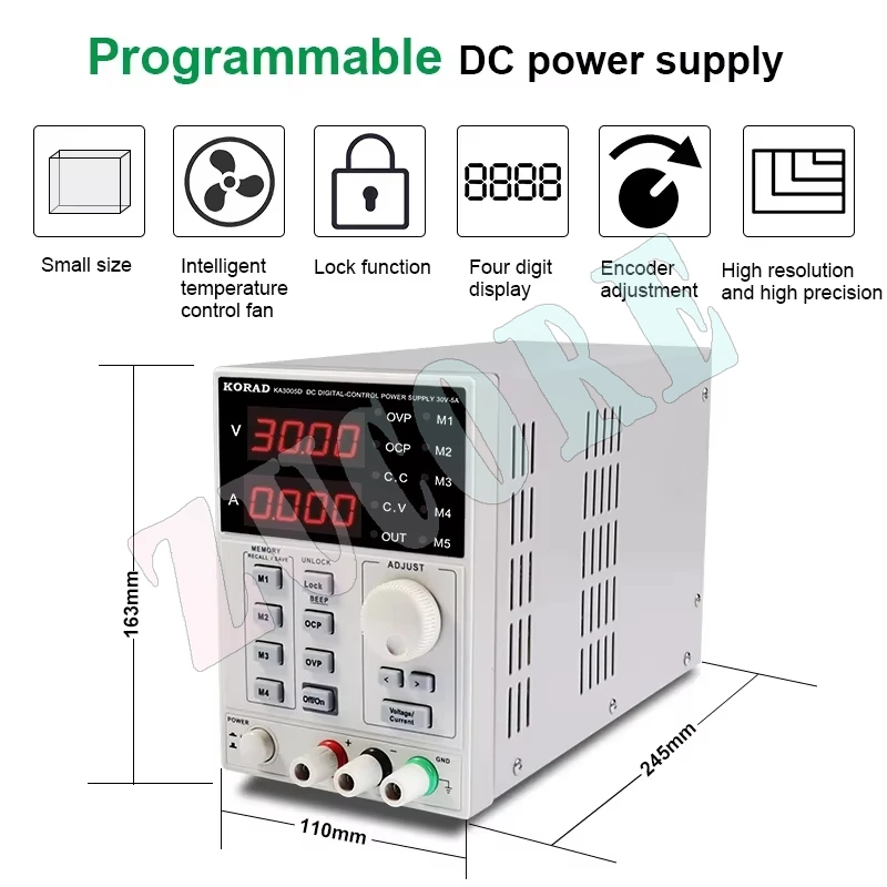 KA3005D/ KA3005PS/KA3003D/KA3010P Высокоточный регулируемый цифровой телефон Восстановленный источник питания постоянного тока 30 В 5 А 4Ps MA 3A 10A