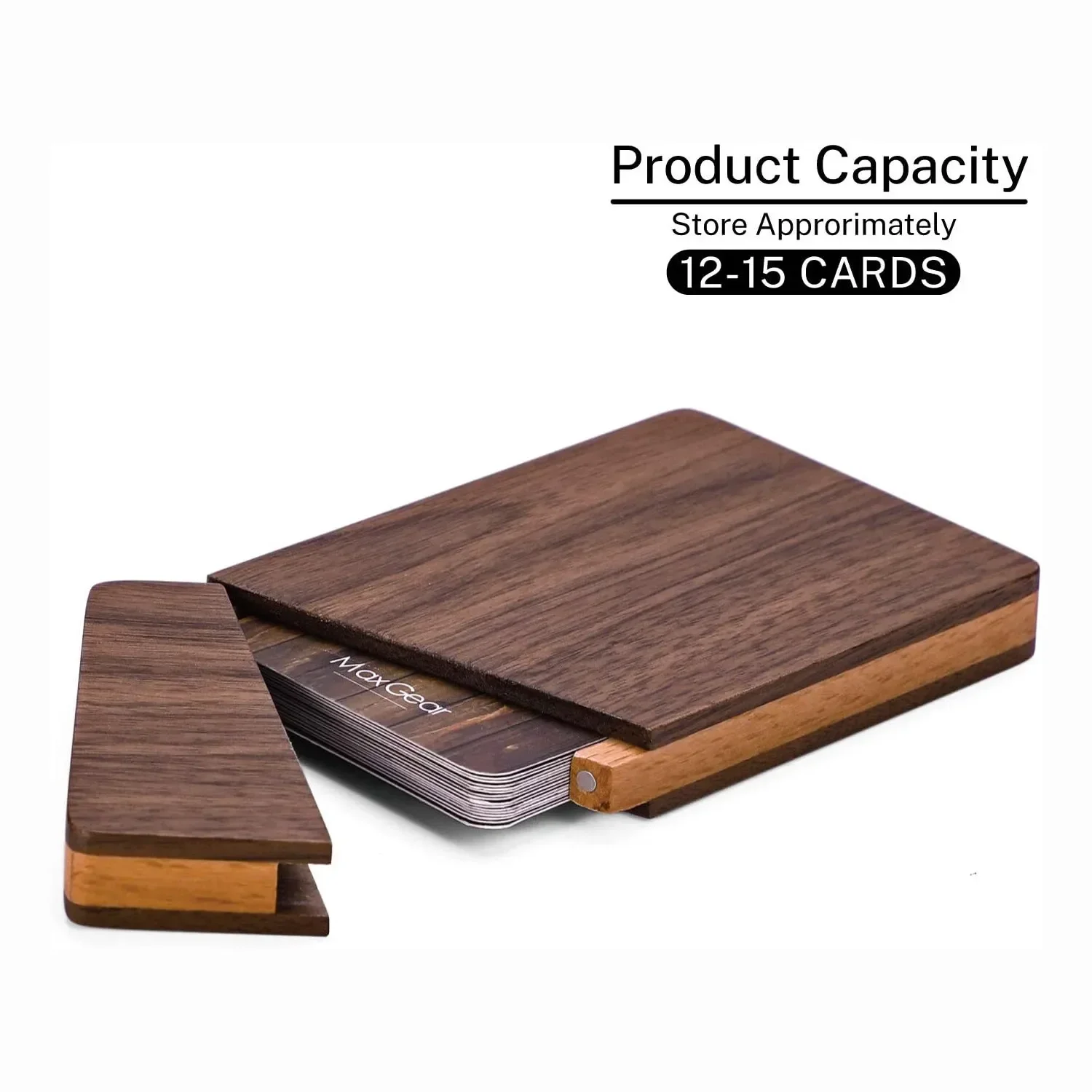 Retro Business Card Holder Wood Cards Cases Name Card for Men Pocket Card Holder with Magnetic Closure Natural Walnut Gift