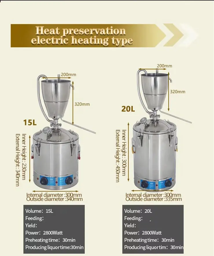 アルコール蒸留およびハイドロサル製造に使用されるエッセンシャルオイル蒸留器,ワインおよびビール醸造機,30l
