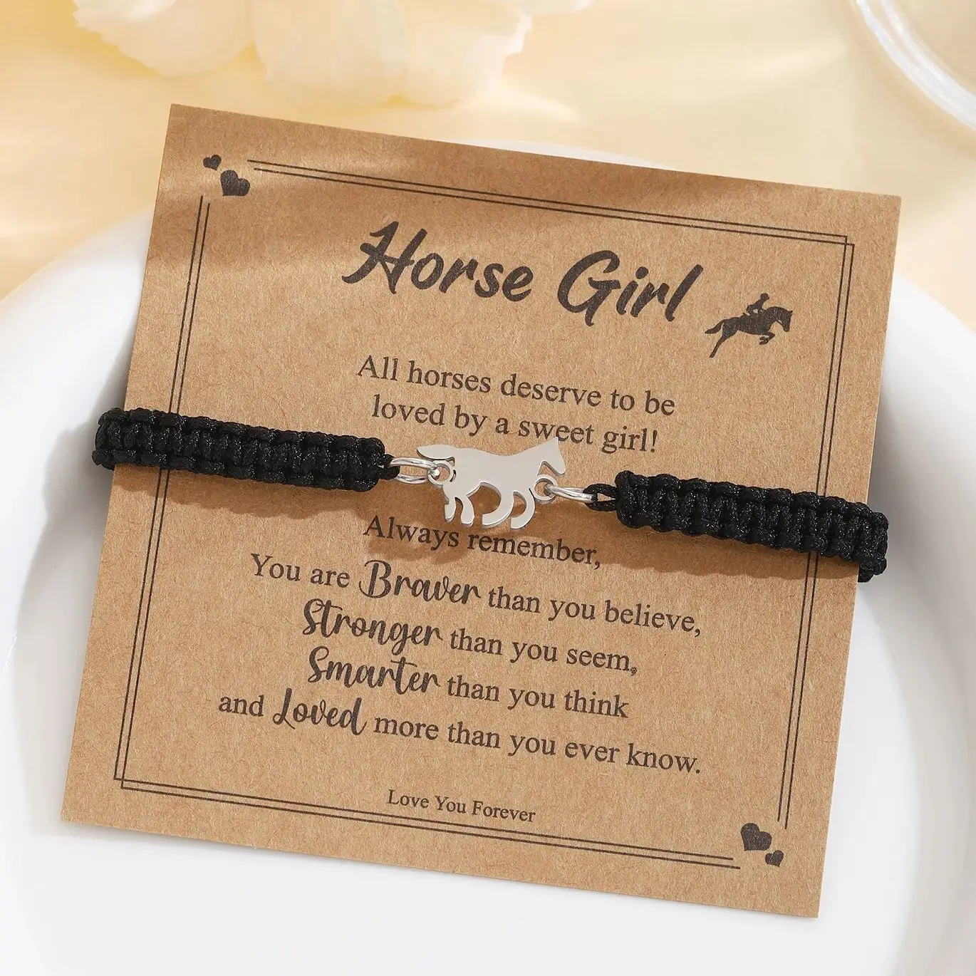 

ZIRIUISP Horse Charm Bracelets for Women Adjustable Handmade Rope Bracelet Girls Jewelry Horse Lover Gift