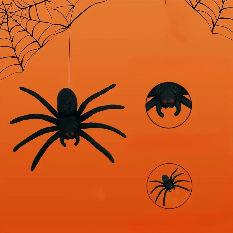 Araña simulada para decoración de Halloween, pegamento suave para burlas y bromas, juguetes novedosos, suministros aterradores, 1 Uds.