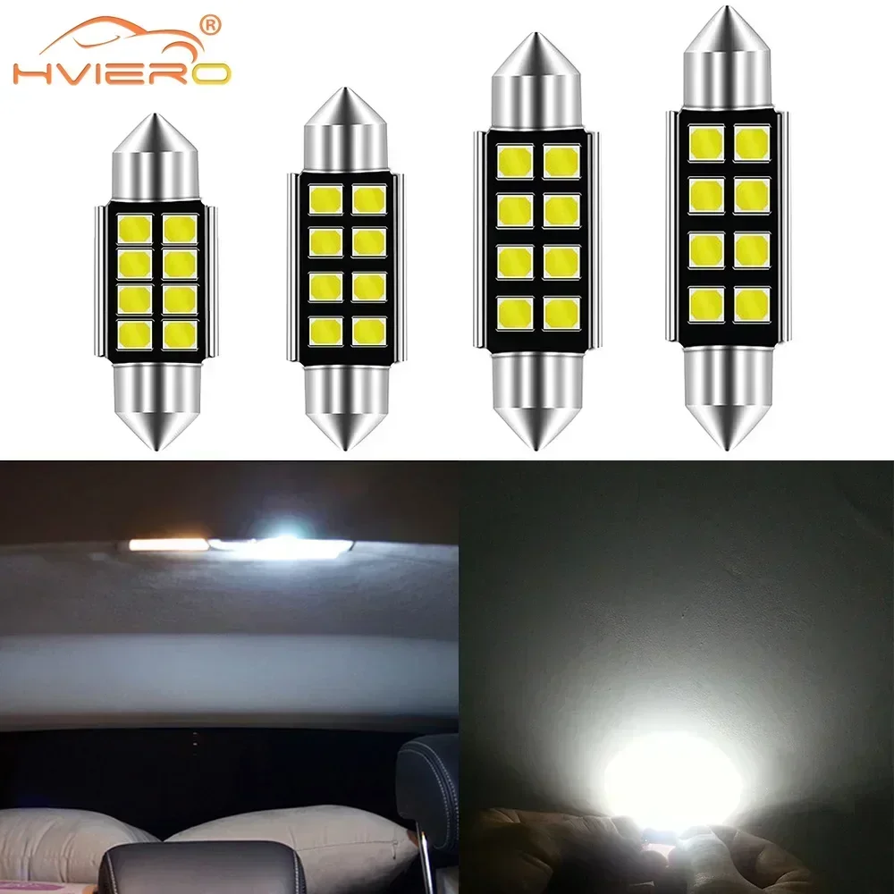 1pcs Festoon C5W C10W Car Reading LEDS 31mm 36mm 39mm 41mm 2835 SMD 8Chips Auto Lantern Dome Lamps Interior Lights White DC 12V