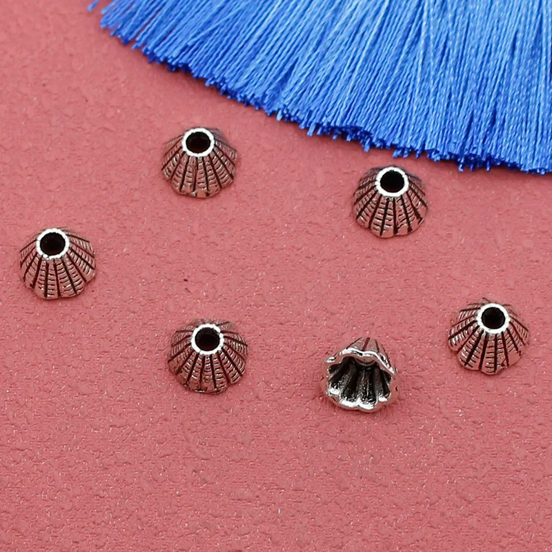 20pcs/Lot Retro Umbrella Oval Metal Bead Caps 8x5mm Antique Alloy Tassel Caps End Covers Receptacle DIY Jewelry Accessories