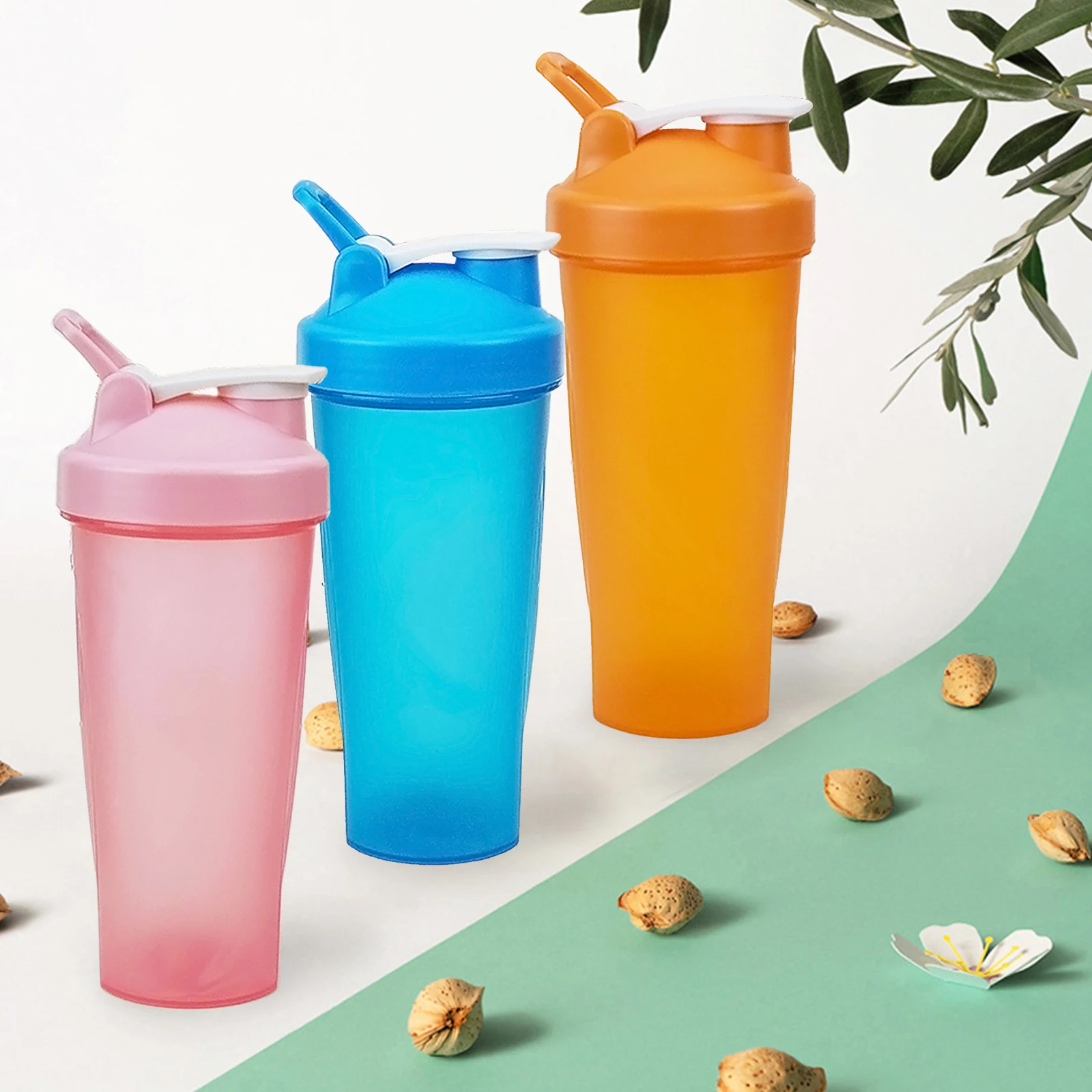20oz Protein Shaker Bottle with Loop Shaker Balls Leak Proof Water Bottle Mixer Cup for Pre Workout Outdoor Sports Gym Fitness