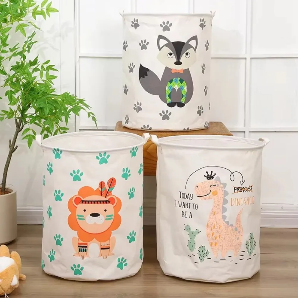 

Cute Animal Organizer Basket Large With Handle Canvas Barrel Basket Foldable Clothes Organizer Laundry
