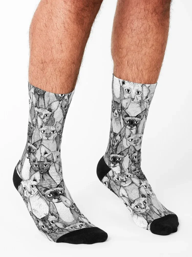 just sphynx cats black white Socks men cotton high quality colored Rugby ankle Designer Man Socks Women's
