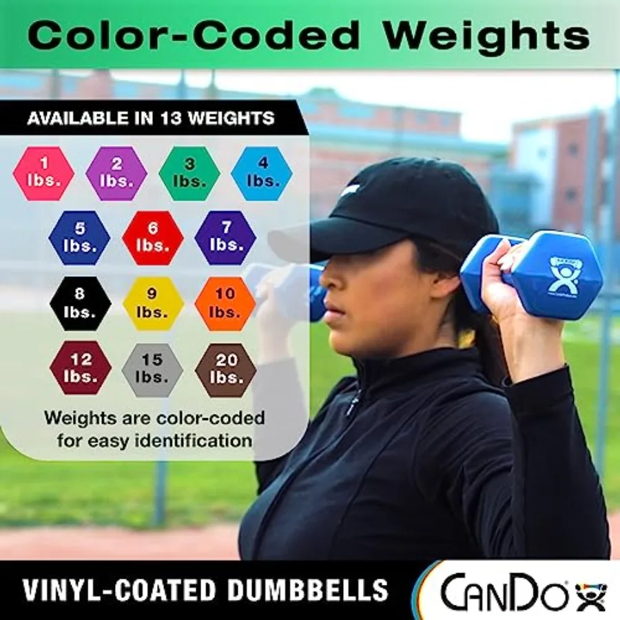 Vinyl Coated Dumbbells for home gym use, durable vinyl material, black color with ergonomic grip and rust-resistant steel core view 5