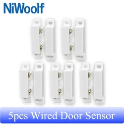 Wired Door Sensor 5 Pieces Window Detector For Home Security Burglar Alarm System