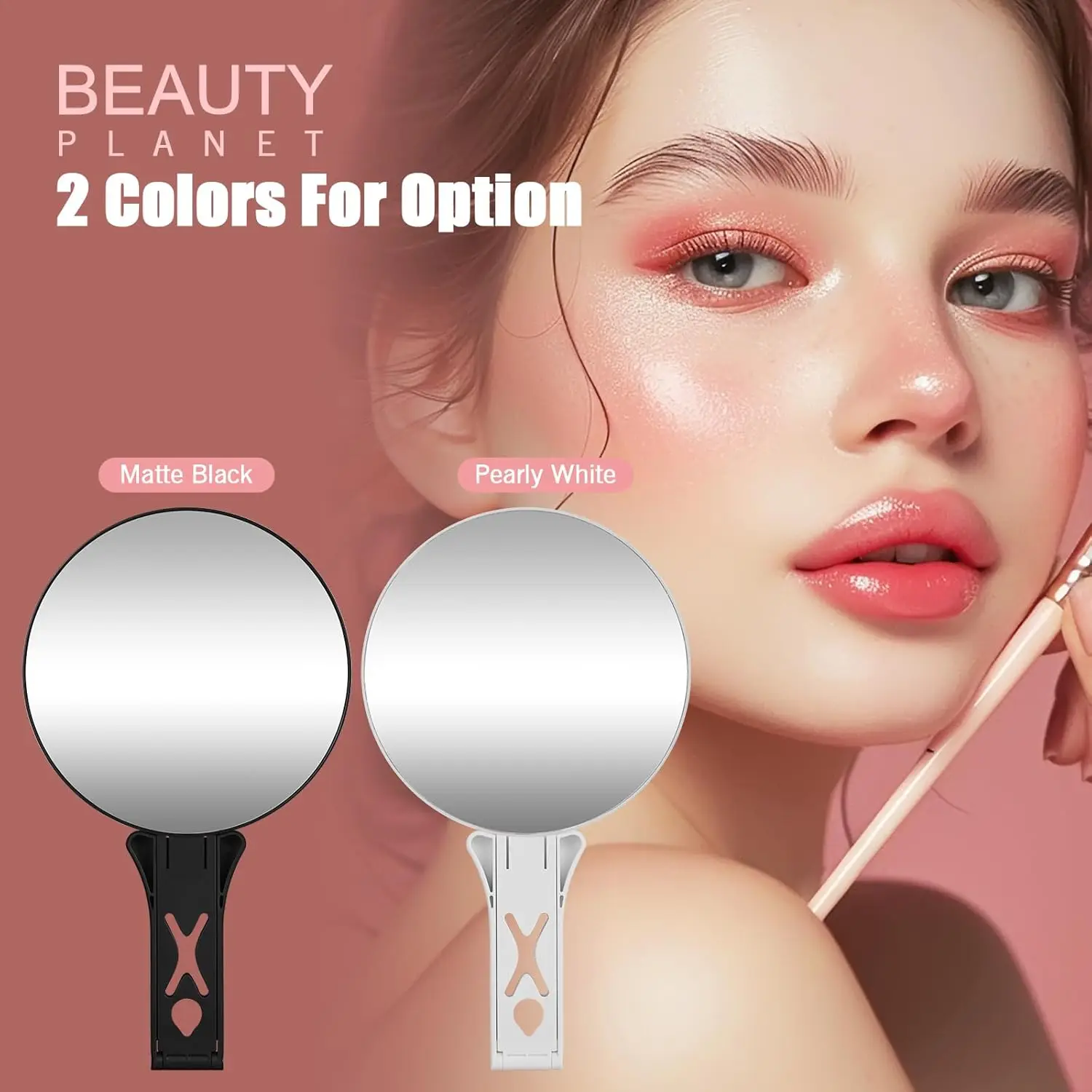 Doppelseitiger Handspiegel, 30 x/5 x Kosmetikspiegel, Reise-Handspiegel mit Vergrößerung, mit Griff und Tischständer