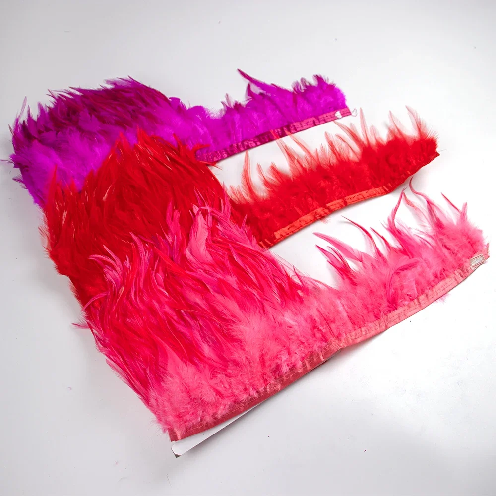 10Meter Saddle Pheasant Feathers Fringe Trim Natural Multicolor Rooster Chicken Feathers for Crafts Wedding Dress Party Decor