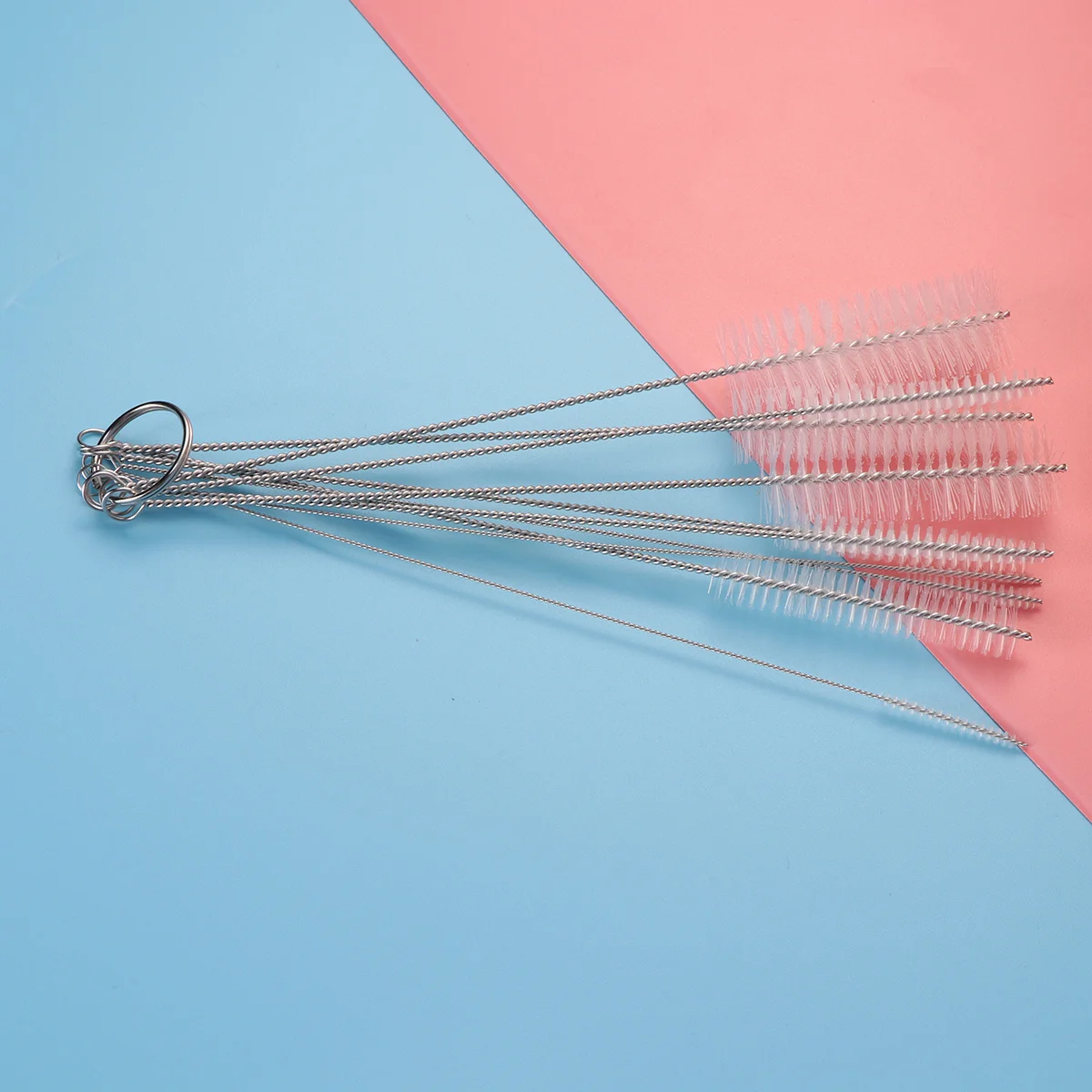 

10pc Cleaning Set Stainless Steel Nylon Bristles Long Handle Scrubber For Pans Outfall Household Use Pan Cleaning Brush Kitchen