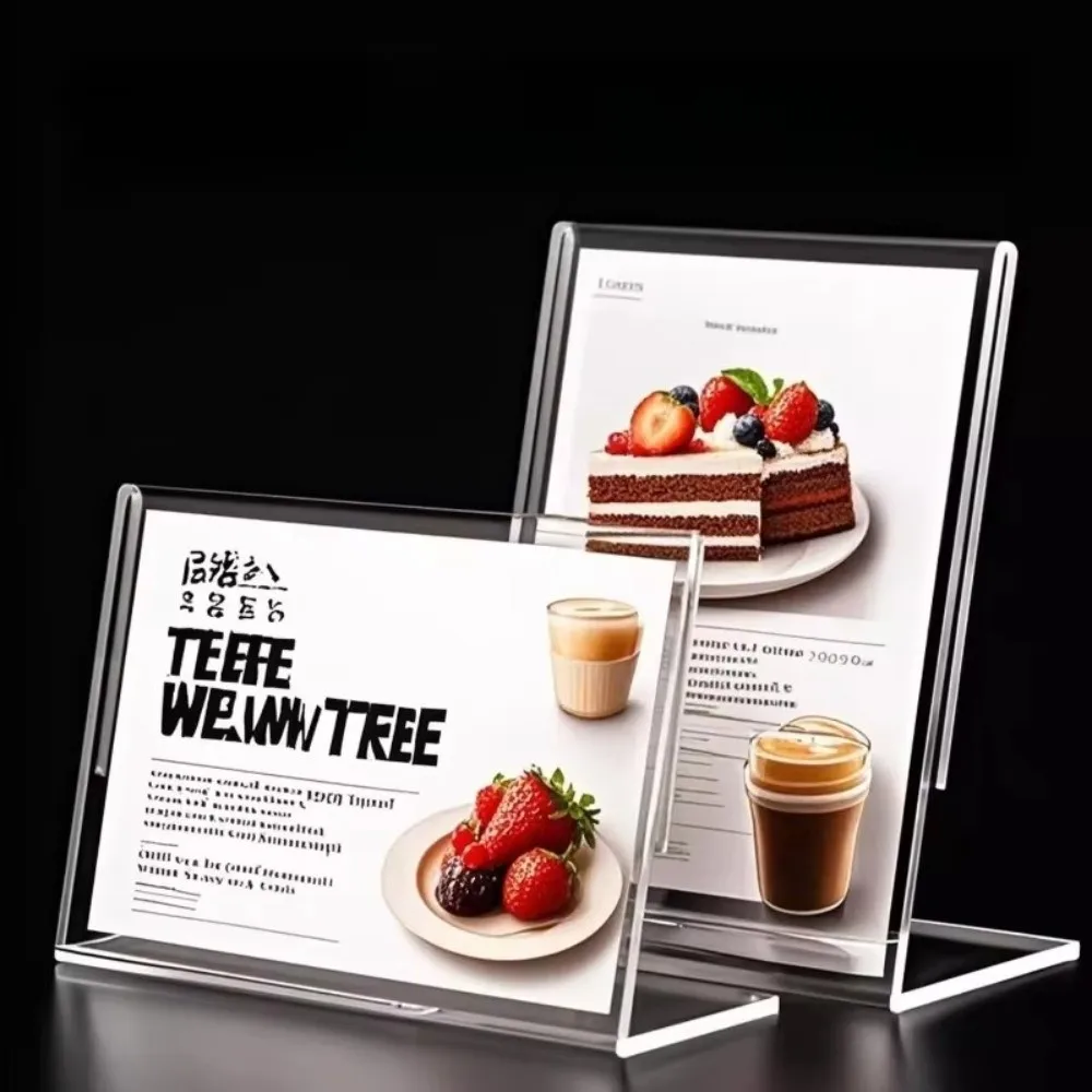 Durable A4/A5 Table Sign Holder L-Type Clear Transparent Menu Paper Holder Ad Frame Double Side Card Holder Exhibit Display