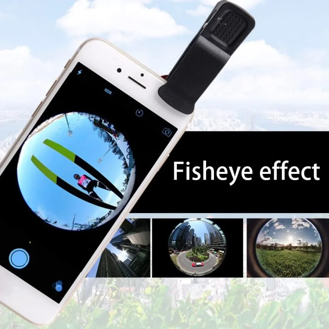 Lensa Kamera Mikro 3 in 1 Fisheye 0.67X Wide Angle untuk iPhone, Lensa Zoom Sudut Lebar Fish Eye pada Smartphone dengan Klip Ponsel