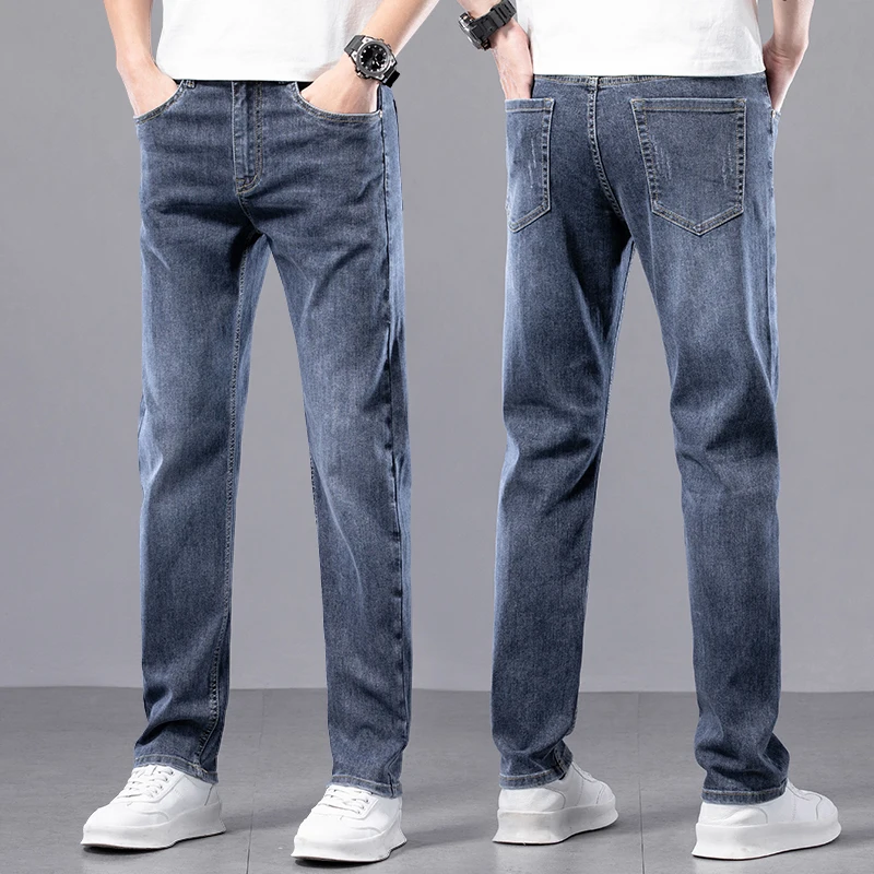 Spring/Summer Elastic Jeans Men's Business Straight and Versatile Pants Streetwear  Jeans For Men Cargo Pants