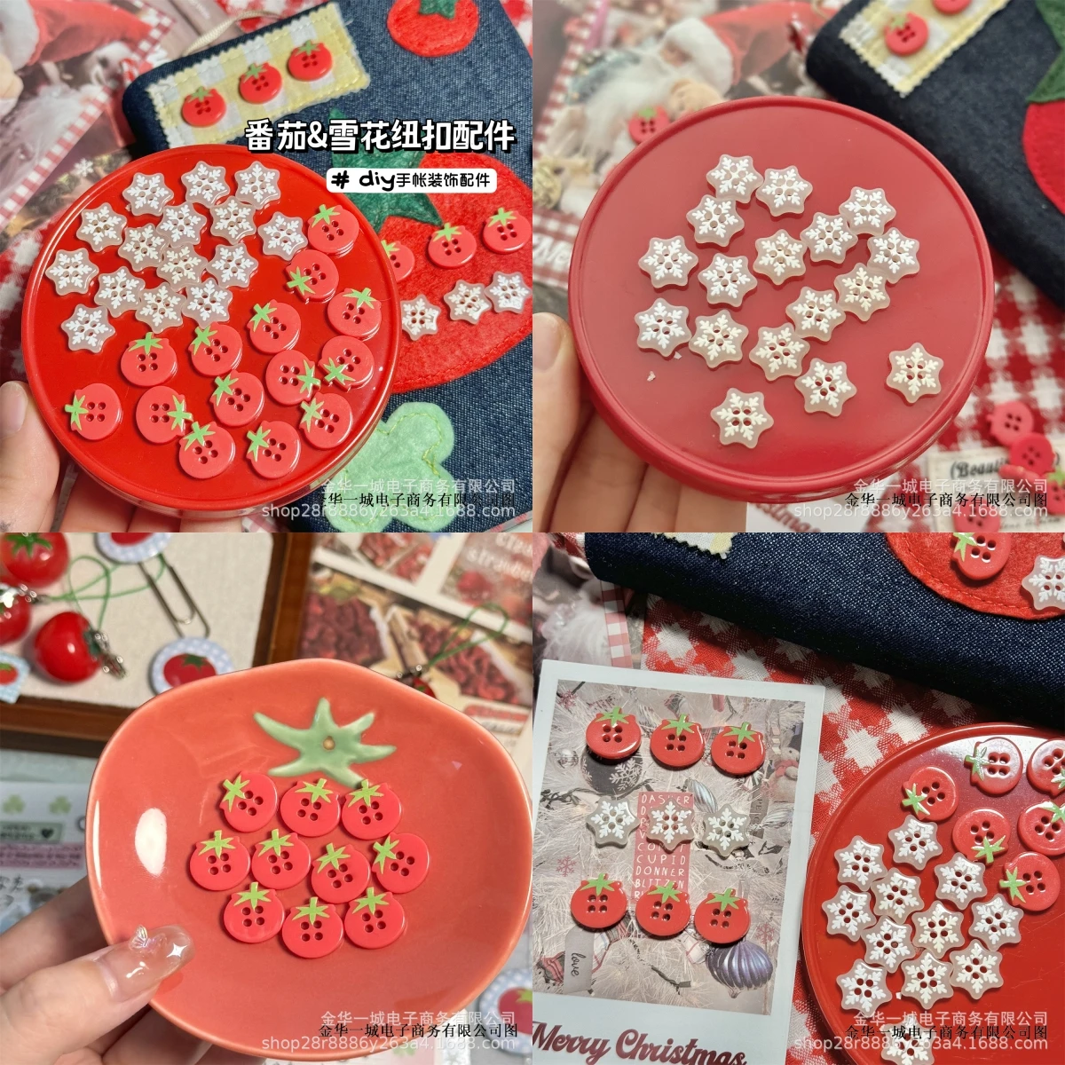 10pcs Cute Cartoon Tomato Snowflake Plastic Buttons for Kids Clothing DIY Sewing Accessories Child Coat Cardigan Decor Buttons