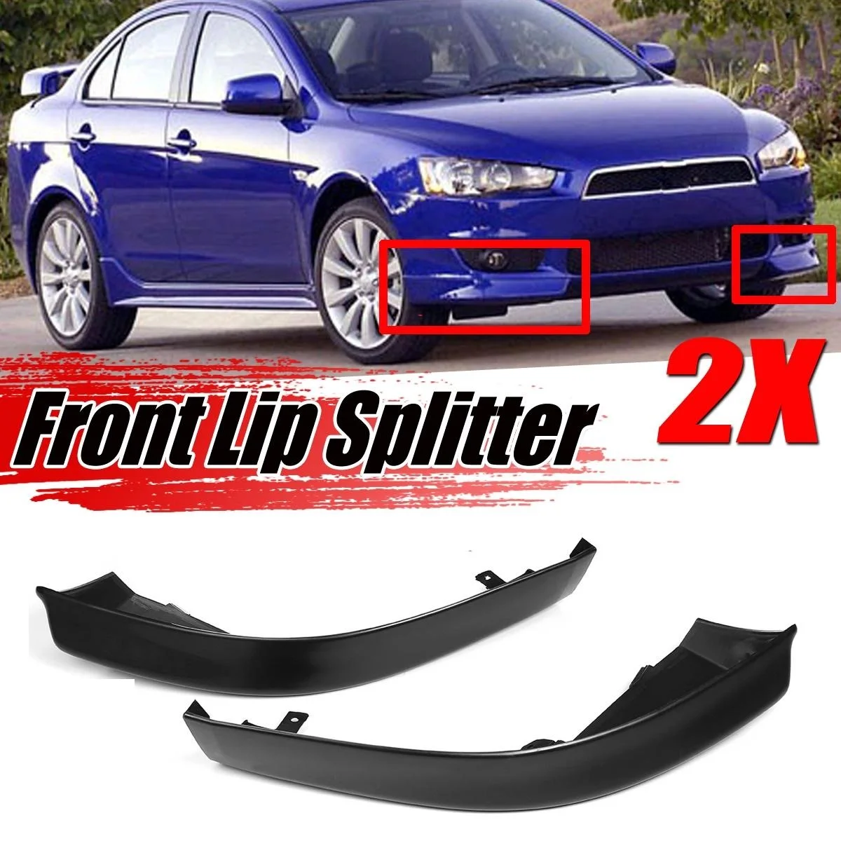 2Pcs Car Front Bumper Splitter Lip Spoiler Body Kit diffusore Protector per Mitsubishi Lancer 2008-2018