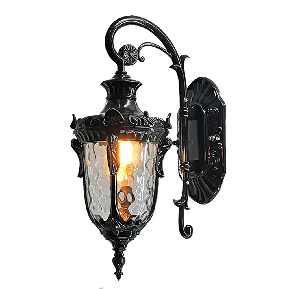 

Small Ear Wall Lamp Bronze Exterior Wall Lantern Waterproof Sconce Porch Lights Wall Mount with Hammered Glass Shade