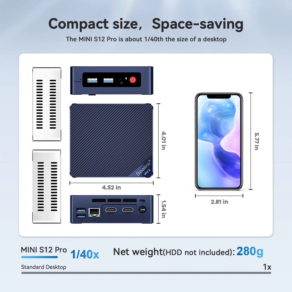 Beelink S12 Pro Multimídia Mini PC para Streaming e Trabalho
