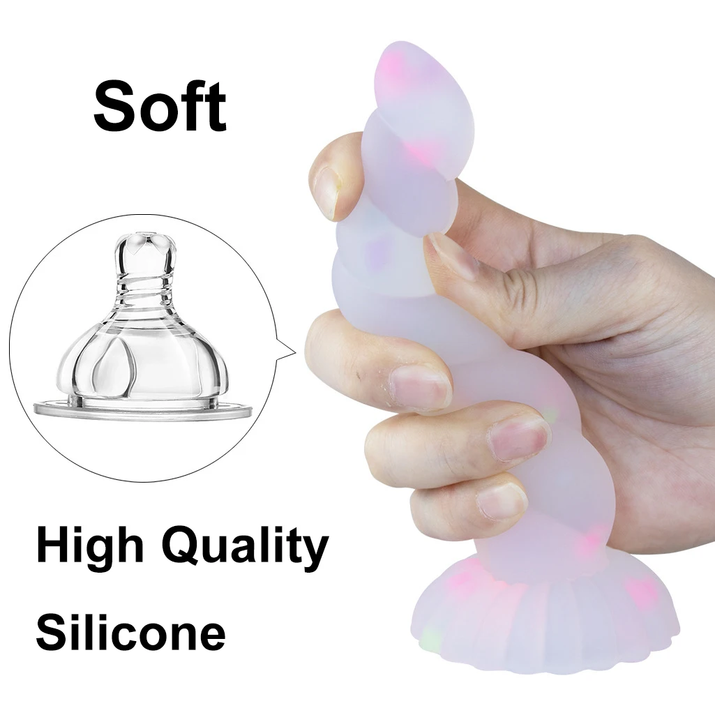 New Luminous Tiny Dildo With Suction Cup Glow in Dark Colorful Knot Penis For Beginners Female Men Masturbator Anal Massager Toy