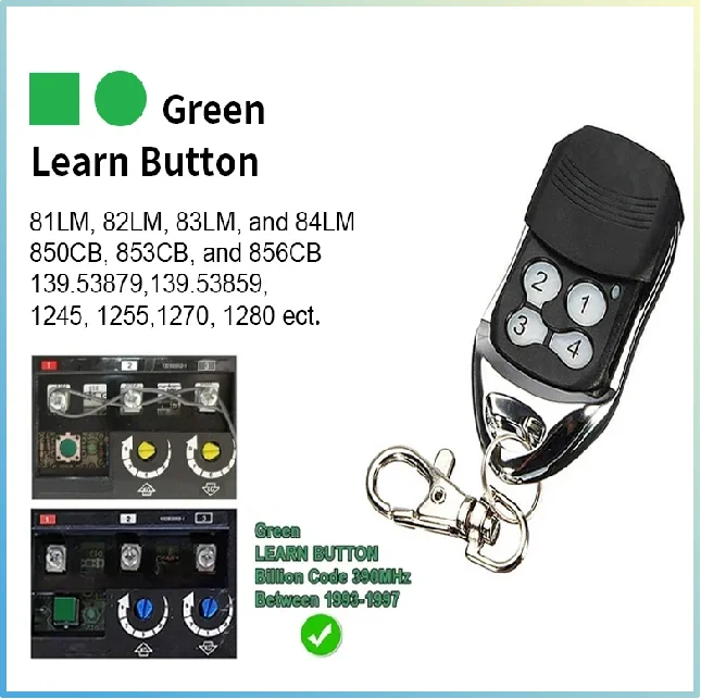 

For Liftmaster 81LM Garage Gate Door Opener Remote Green Learn Button