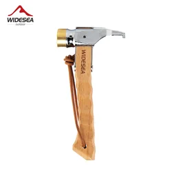 Widesea Camping Hammer Edelstahl Messing Outdoor Zelt Nägel Werkzeug Holzgriff Hammer mit Puller Wander rucksack Lieferungen