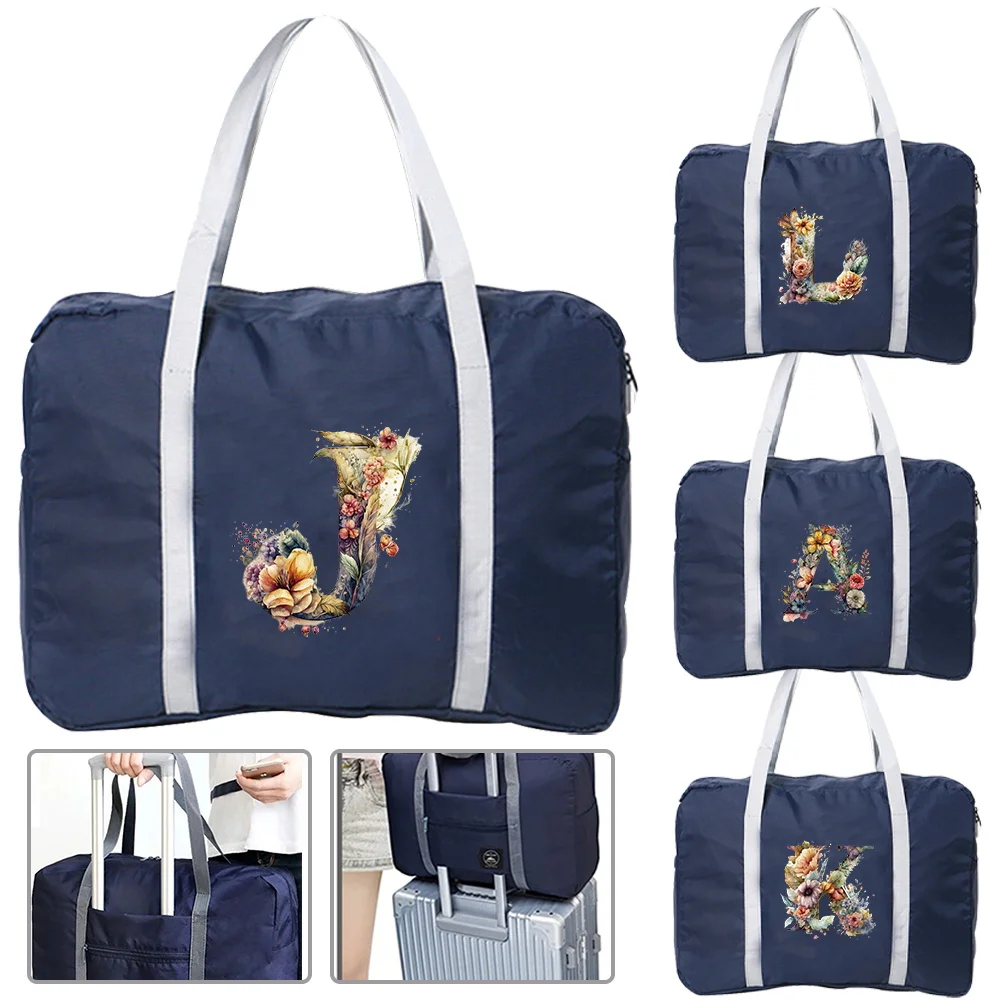 

A Travel Handbag with Floral Letter Pattern Printing, A Must-have for High-capacity Vacation Travel