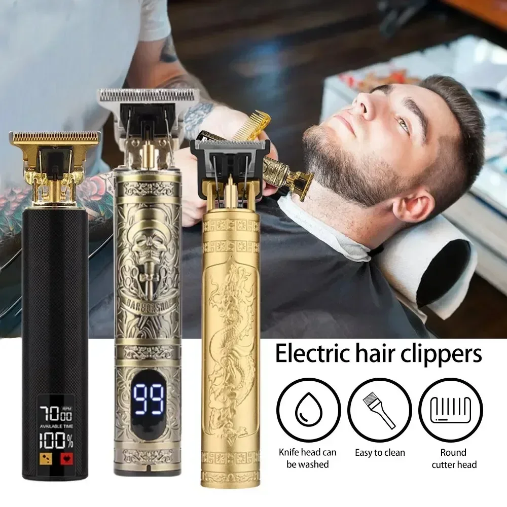 Máquina profissional do corte do cabelo para homens, aparador elétrico sem fio do cabelo, aparador digital da indicação, barbeador, barbeiro, T9