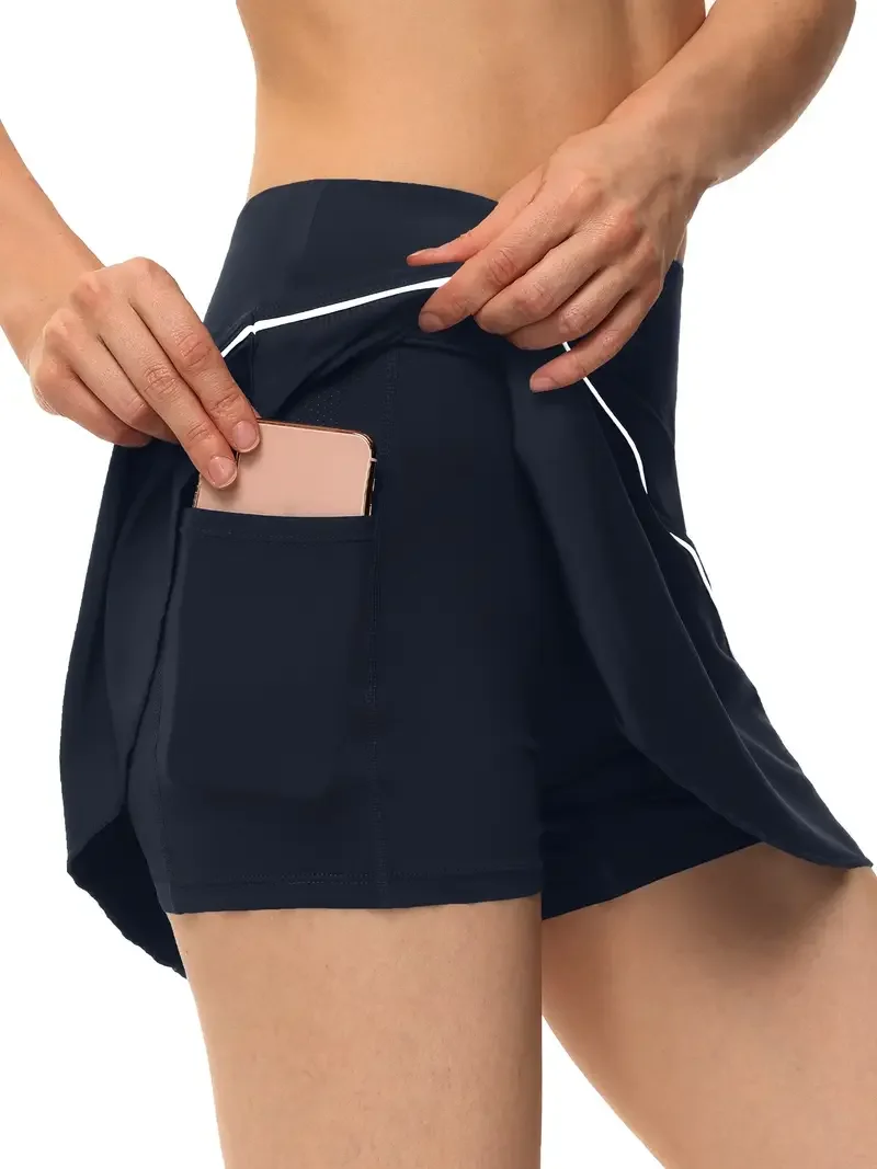

Women's Double Layer Sports Culottes, Running Breathable Yoga Fitness Tennis Skirt
