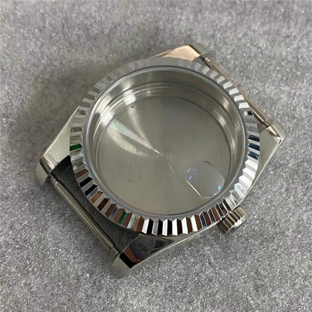 NH35 Case 36mm Watch Case Dog Tooth Ring Magnifying Glass/Flat Mirror Glass Sapphire Watch Case for NH35/NH36/4R Movement