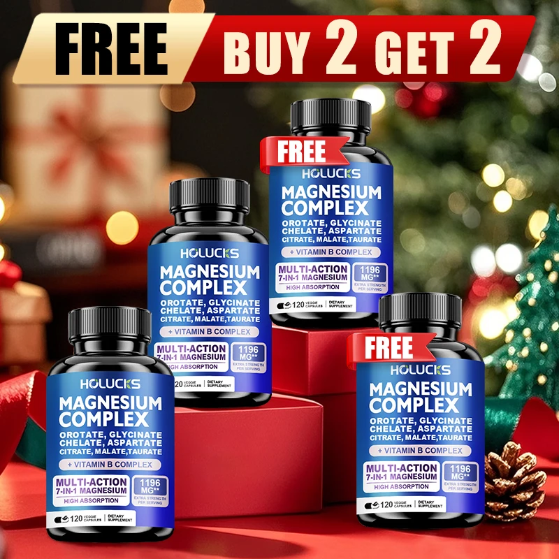 

Buy 2 Get 2 Free! Magnesium Complex Capsules, with Vitamin B6, Support Sleep, Stress Relief & Muscle, Strong Nerves, Non-GMO