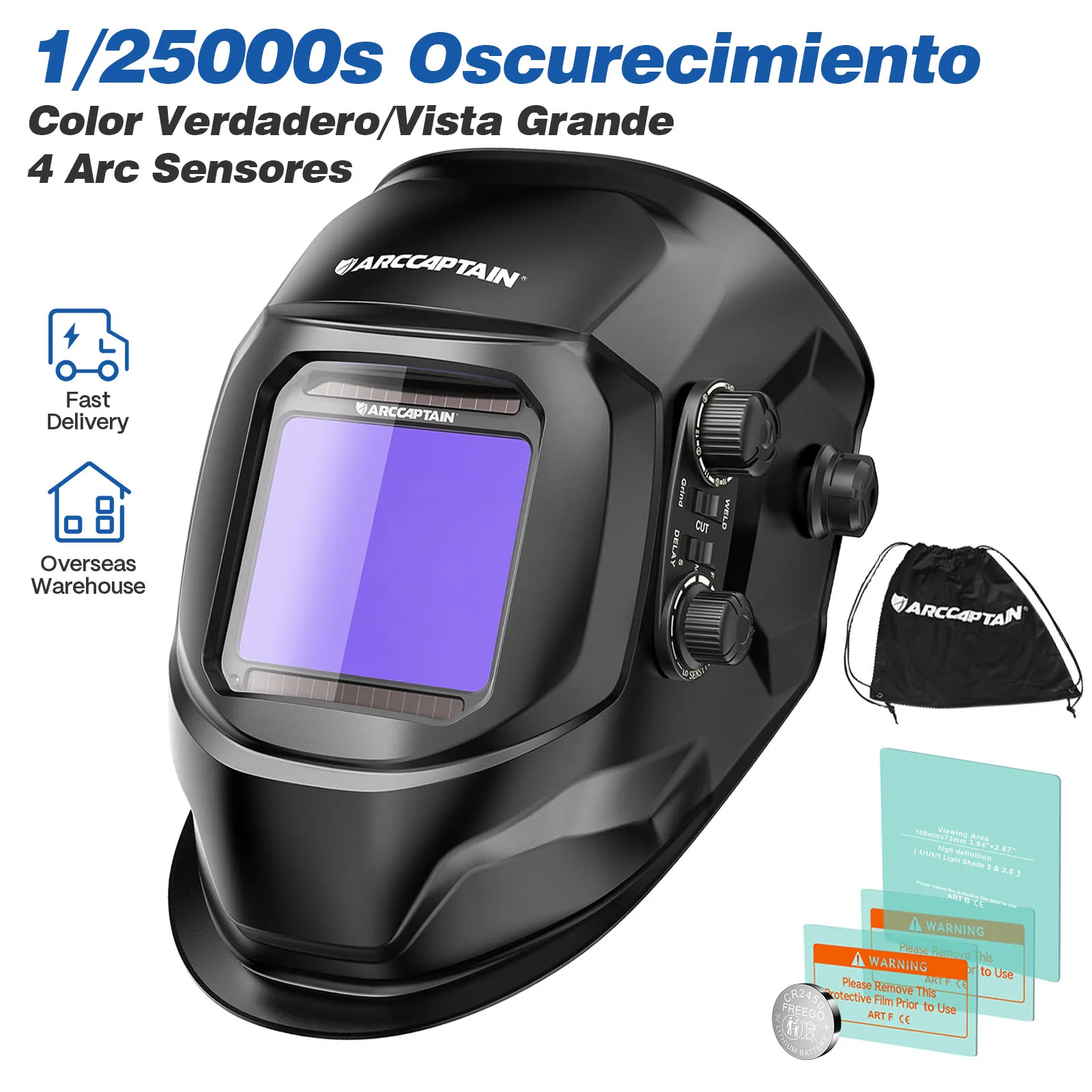Casco de soldadura ARCCAPTAIN, máscara de soldadura con oscurecimiento automático, 4 sensores, alimentada por energía de células solares para soldador de arco MIG TIG, chemises masculч mascul mascul mascul