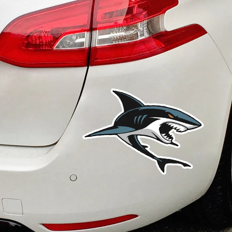 Interesting Lovely Sharks Cartoon Colored Car Sticker Animal Auto Accessories PVC Graphic Decorative Waterproof Decal 14*11cm