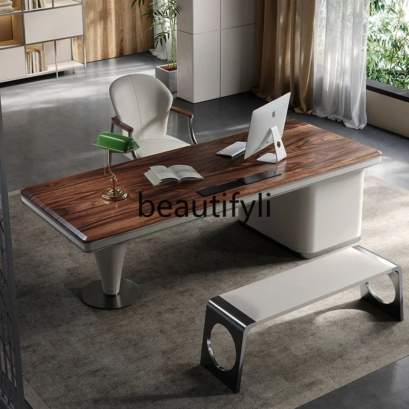 

South American walnut desk light luxury modern study solid wood desk designer computer desk