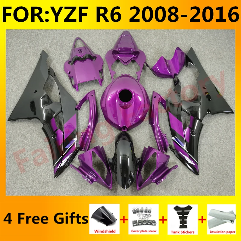 

Motorcycle full Fairing Kit fit For YZF R6 YFZ-R6 2008 2009 2010 2011 2012 2013 2014 2015 2016 Bodywork Fairings pueple black