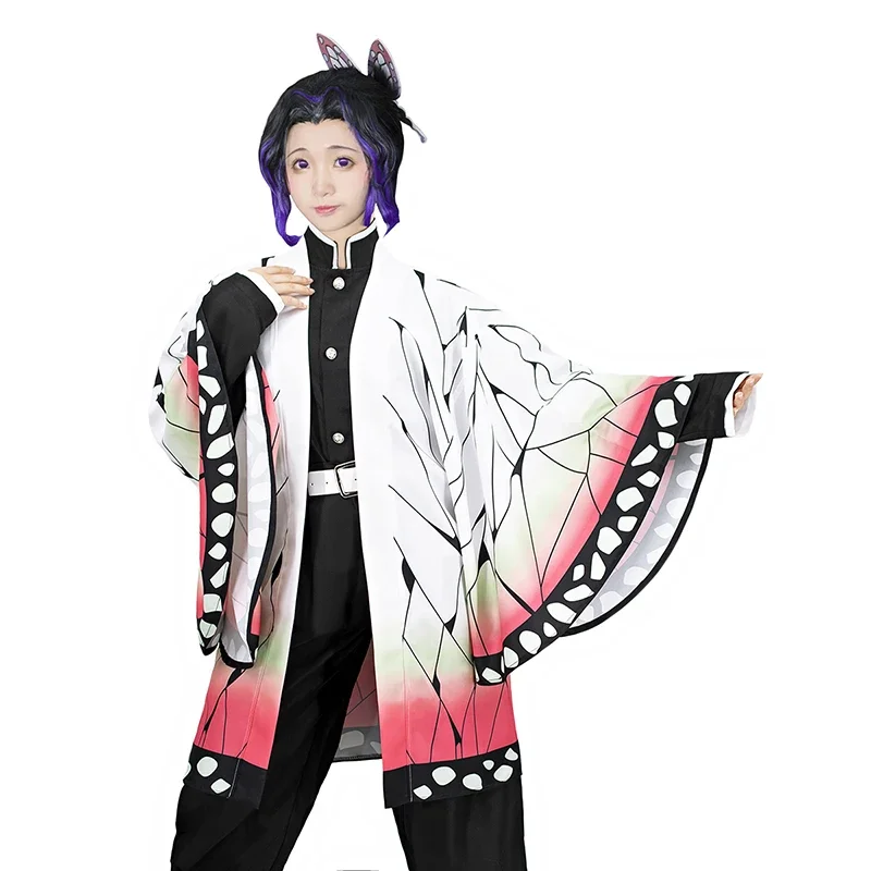 

Anime Cosplay Demon Slayer Costume Kimetsu no Yaiba Kochou Shinobu Cosplay Costume Women Cloak Kimono Halloween Christmas Party