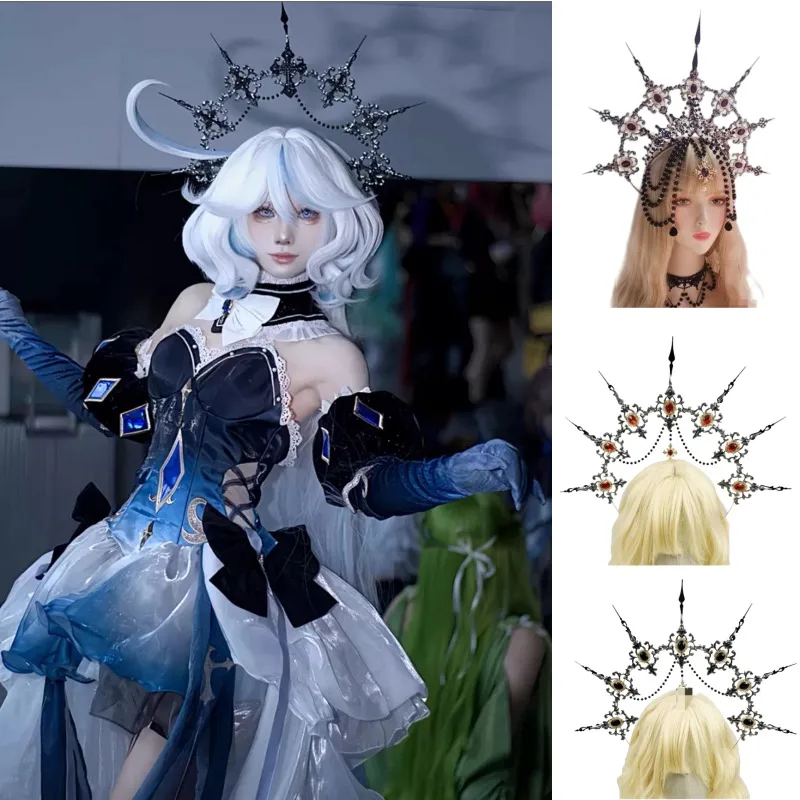 

Gothic Lolita Virgin Mary Black Spiked KC Halo Goddess Cross Headpiece Cosplay Accessories Baroque Tiara Gorgeous Headwear
