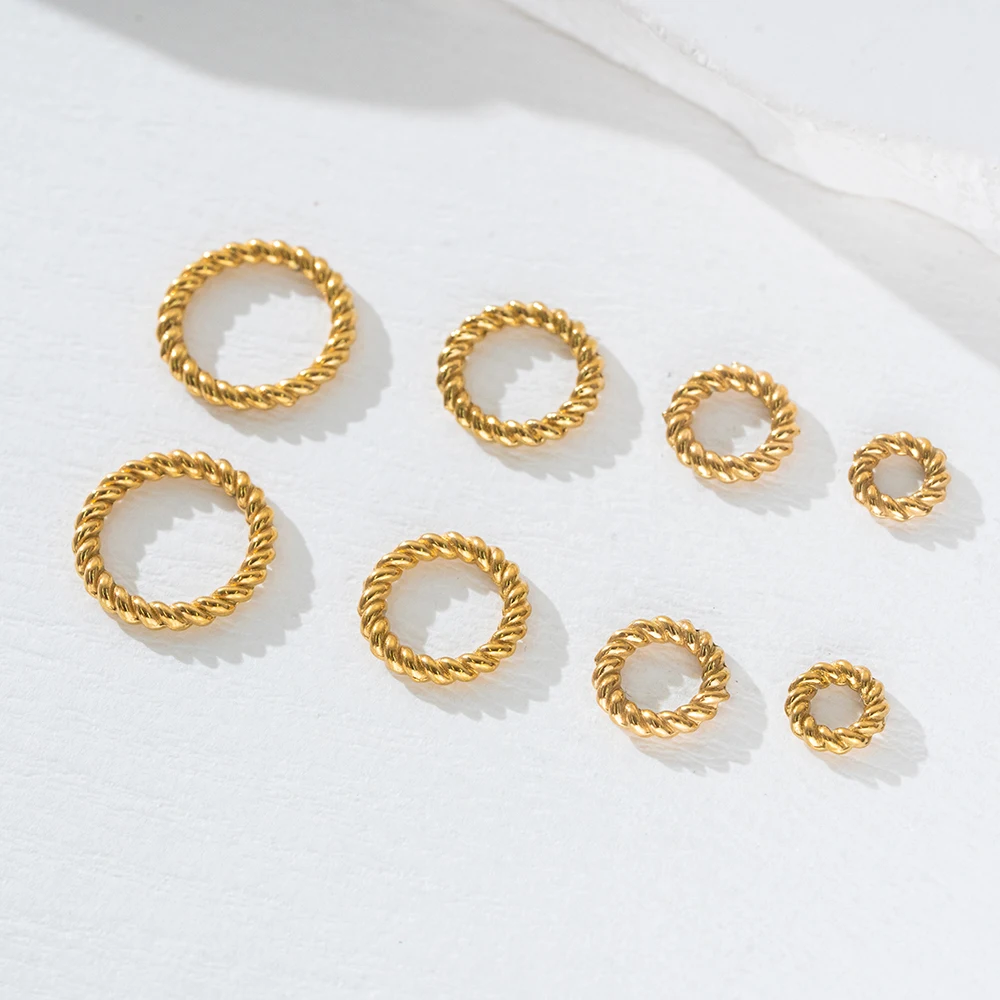 20Pcs Stainless Steel Round Twist-Style Closed Ring Connector Accessories For DIY Jewelry Materials Making Supplies Components view 3