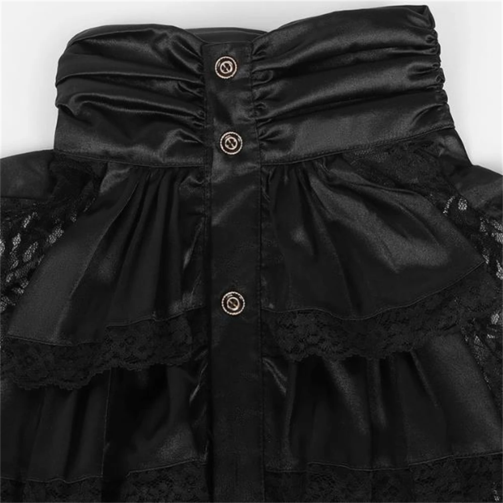 Medieval Men Lace Shirt With Jabot Victorian Shirt Gothic Men Halloween Tops Hip Hop Shirts Dress Up Tops Lace Clothing